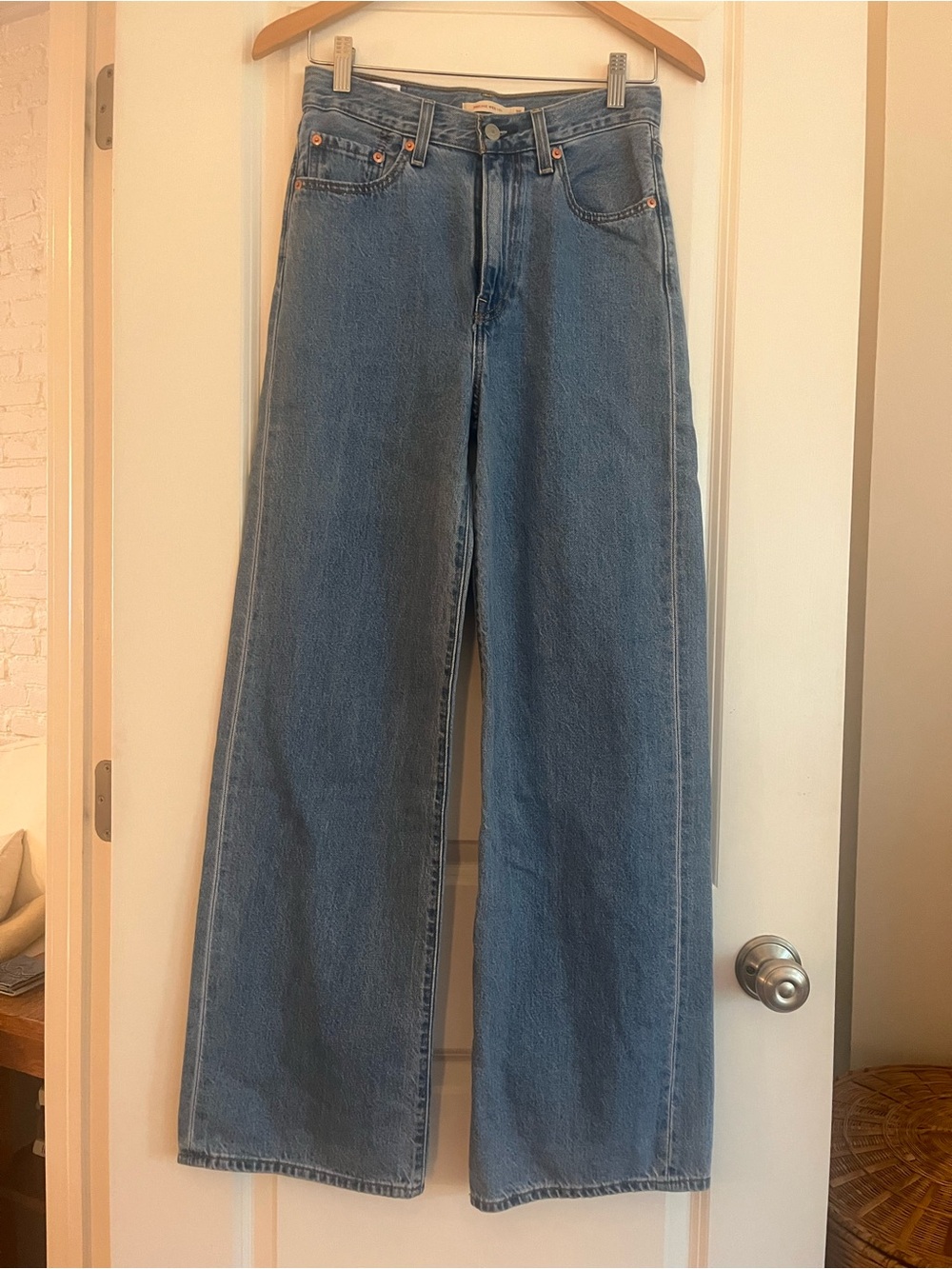 Levi's Ribcage Wide-Leg Light Wash Blue Denim Jeans
